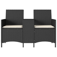 Thumbnail for Gartensofa 2-Sitzer mit Tisch und Kissen Schwarz Poly Rattan