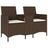 Thumbnail for Gartensofa 2-Sitzer mit Tisch und Kissen Braun Poly Rattan