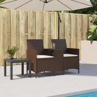 Thumbnail for Gartensofa 2-Sitzer mit Tisch und Kissen Braun Poly Rattan
