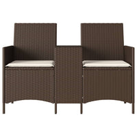 Thumbnail for Gartensofa 2-Sitzer mit Tisch und Kissen Braun Poly Rattan