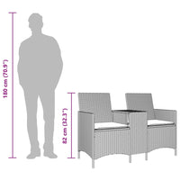 Thumbnail for Gartensofa 2-Sitzer mit Tisch und Kissen Braun Poly Rattan