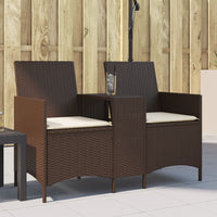 Thumbnail for Gartensofa 2-Sitzer mit Tisch und Kissen Braun Poly Rattan
