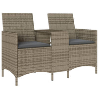 Thumbnail for Gartensofa 2-Sitzer mit Tisch und Kissen Grau Poly Rattan