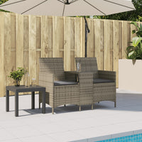 Thumbnail for Gartensofa 2-Sitzer mit Tisch und Kissen Grau Poly Rattan