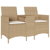 Thumbnail for Gartensofa 2-Sitzer mit Tisch und Kissen Beige Poly Rattan