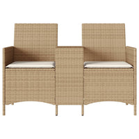 Thumbnail for Gartensofa 2-Sitzer mit Tisch und Kissen Beige Poly Rattan