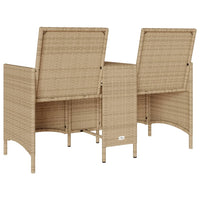 Thumbnail for Gartensofa 2-Sitzer mit Tisch und Kissen Beige Poly Rattan