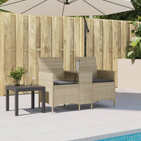 Thumbnail for Gartensofa 2-Sitzer mit Tisch und Kissen Hellgrau Poly Rattan