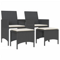 Thumbnail for Gartensofa 2-Sitzer mit Tisch und Hockern Schwarz Poly Rattan