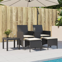 Thumbnail for Gartensofa 2-Sitzer mit Tisch und Hockern Schwarz Poly Rattan