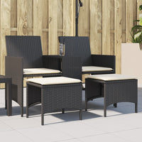 Thumbnail for Gartensofa 2-Sitzer mit Tisch und Hockern Schwarz Poly Rattan