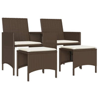 Thumbnail for Gartensofa 2-Sitzer mit Tisch und Hockern Braun Poly Rattan