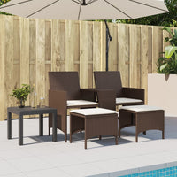 Thumbnail for Gartensofa 2-Sitzer mit Tisch und Hockern Braun Poly Rattan