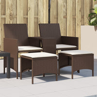 Thumbnail for Gartensofa 2-Sitzer mit Tisch und Hockern Braun Poly Rattan