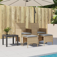 Thumbnail for Gartensofa 2-Sitzer mit Tisch und Hockern Beige Poly Rattan