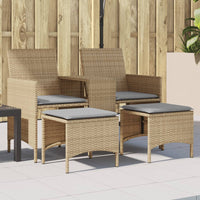 Thumbnail for Gartensofa 2-Sitzer mit Tisch und Hockern Beige Poly Rattan