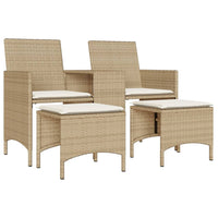 Thumbnail for Gartensofa 2-Sitzer mit Tisch und Hockern Beige Poly Rattan