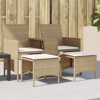 Thumbnail for Gartensofa 2-Sitzer mit Tisch und Hockern Beige Poly Rattan