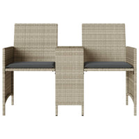 Thumbnail for Gartensofa 2-Sitzer mit Tisch und Hockern Hellgrau Poly Rattan