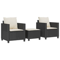Thumbnail for 3-tlg. Bistro-Set mit Kissen Schwarz Poly Rattan