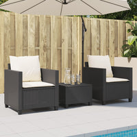 Thumbnail for 3-tlg. Bistro-Set mit Kissen Schwarz Poly Rattan