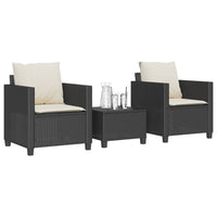 Thumbnail for 3-tlg. Bistro-Set mit Kissen Schwarz Poly Rattan