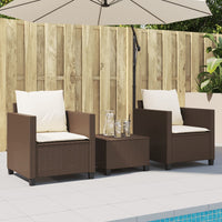 Thumbnail for 3-tlg. Bistro-Set mit Kissen Braun Poly Rattan
