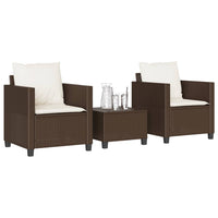 Thumbnail for 3-tlg. Bistro-Set mit Kissen Braun Poly Rattan