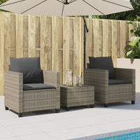 Thumbnail for 3-tlg. Bistro-Set mit Kissen Grau Poly Rattan