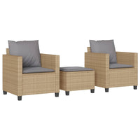 Thumbnail for 3-tlg. Bistro-Set mit Kissen Beige Poly Rattan