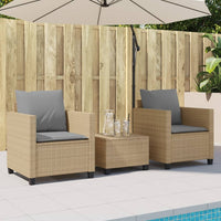 Thumbnail for 3-tlg. Bistro-Set mit Kissen Beige Poly Rattan