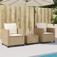 Thumbnail for 3-tlg. Bistro-Set mit Kissen Beige Poly Rattan