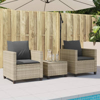 Thumbnail for 3-tlg. Bistro-Set mit Kissen Hellgrau Poly Rattan
