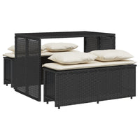 Thumbnail for 3-tlg. Garten-Essgruppe mit Kissen Schwarz Poly Rattan