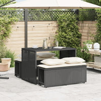 Thumbnail for 3-tlg. Garten-Essgruppe mit Kissen Schwarz Poly Rattan