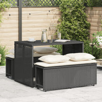Thumbnail for 3-tlg. Garten-Essgruppe mit Kissen Schwarz Poly Rattan