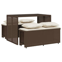 Thumbnail for 3-tlg. Garten-Essgruppe mit Kissen Braun Poly Rattan