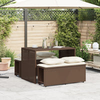 Thumbnail for 3-tlg. Garten-Essgruppe mit Kissen Braun Poly Rattan