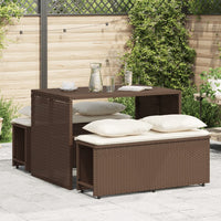 Thumbnail for 3-tlg. Garten-Essgruppe mit Kissen Braun Poly Rattan