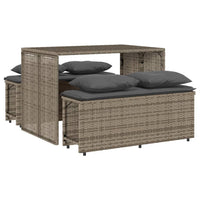 Thumbnail for 3-tlg. Garten-Essgruppe mit Kissen Grau Poly Rattan