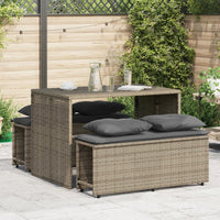 Thumbnail for 3-tlg. Garten-Essgruppe mit Kissen Grau Poly Rattan