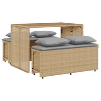Thumbnail for 3-tlg. Garten-Essgruppe mit Kissen Beige Poly Rattan