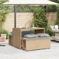 Thumbnail for 3-tlg. Garten-Essgruppe mit Kissen Beige Poly Rattan