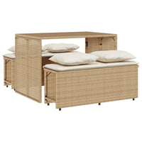 Thumbnail for 3-tlg. Garten-Essgruppe mit Kissen Beige Poly Rattan