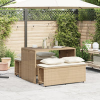 Thumbnail for 3-tlg. Garten-Essgruppe mit Kissen Beige Poly Rattan