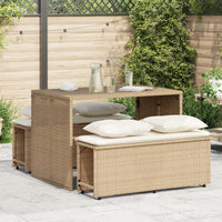 Thumbnail for 3-tlg. Garten-Essgruppe mit Kissen Beige Poly Rattan