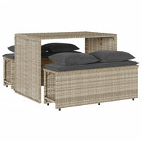 Thumbnail for 3-tlg. Garten-Essgruppe mit Kissen Hellgrau Poly Rattan