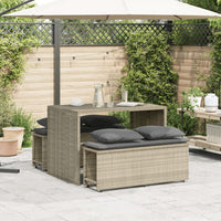 Thumbnail for 3-tlg. Garten-Essgruppe mit Kissen Hellgrau Poly Rattan