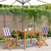 Thumbnail for Gartenstühle 2 Stk. Blau und Weiß Massivholz Akazie & Stoff