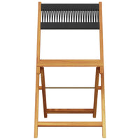 Thumbnail for Bistrostühle 2 Stk. Schwarz Massivholz Akazie und Kordel